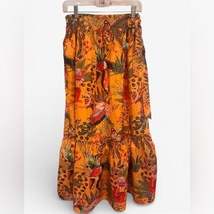 Tropical Print Orange Skirt
